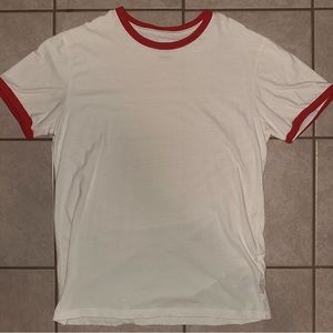 Urban Outfitters, Baseball T-Shirt, White with Red Borders, Size Large